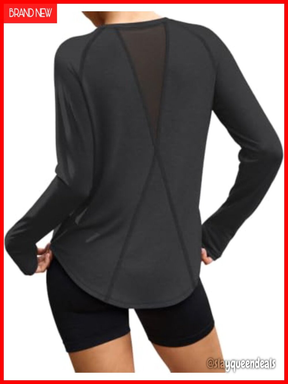 Women's Long Sleeve Workout Top Mesh Back Athletic Gym Shirt